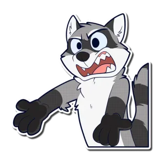 😤 efc2e2de 너구리, 만화, 화난, 동물, 털, 캐릭터 telegram sticker