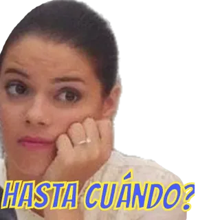 🤔 e6def9c8 HASTA CUÁNDO? вопрос, выражение, женщина, разочарование telegram sticker