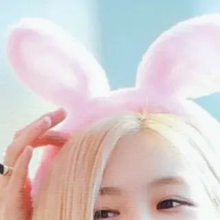 🌸 46ec056f telinga kelinci, rambut pirang, imut, merah muda, bando telegram sticker