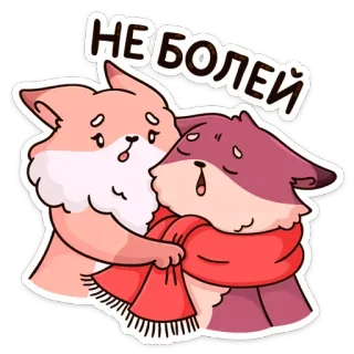 🤒 08a92164 НЕ БОЛЕЙ fox, sick, ill, scarf, cartoon, get well, не болей telegram sticker