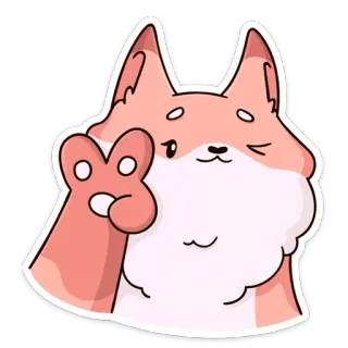 😉 4ed8744d animal, dog, cartoon, waving, cute, pink, furry telegram sticker
