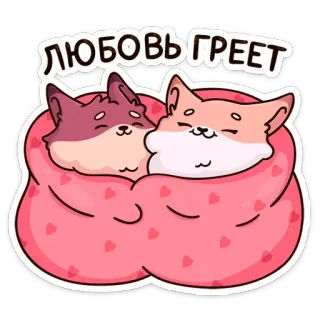 ❤️ f989f79e ЛЮБОВЬ ГРЕЕТ love, cute, animals, cats, blanket, hearts, cartoon telegram sticker