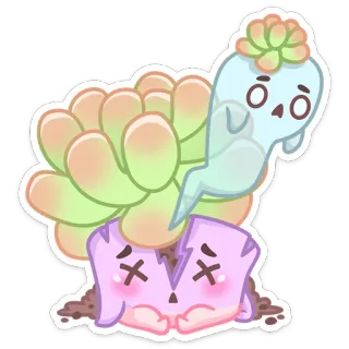⚰️ 88059316 sukulen, tanaman, hantu, imut, pot pecah, kartun, kawaii telegram sticker