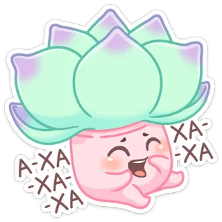 😃 0a88c560 XA-XA-XA-XA-XA plante, fleur, dessin animé, rire, joyeux, mignon, autocollant telegram sticker