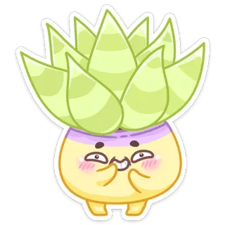 ☺️ 42f50a7e plante, mignon, drôle, dessin animé, succulente, aloe, emoji, autocollant telegram sticker
