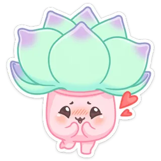 ☺️ 9bc9fc00 Succulente, Plante, Mignon, Kawaii, Autocollant, Dessin animé telegram sticker