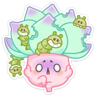 😱 ca85b19a Dessin animé, Chenille, Feuille, Plante, Personnage, Peur telegram sticker