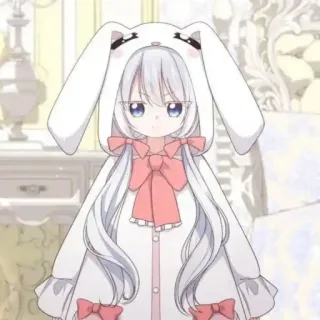 🎐 74cd7e67 Anime, Ragazza, Carina, Coniglio, Felpa con cappuccio, Kawaii telegram sticker