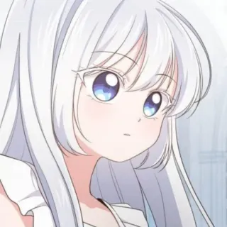 🎐 98677622 Anime, Cartone animato, Ragazza, Capelli bianchi, Carino, Manga telegram sticker