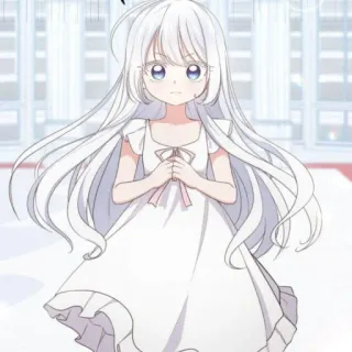 🎐 d6d88e3e Anime, Ragazza, Capelli bianchi, Vestito, Carina, Cartone animato, Manga telegram sticker