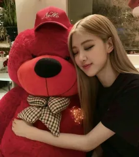 🌹 20842617 Nello wanita, boneka beruang, peluk, potret, dalam ruangan telegram sticker