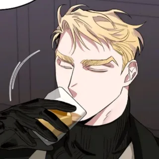 🥀 6ffc8a45 rubia, bebiendo, alcohol, hombre, guantes whatsapp sticker