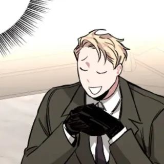 🍾 743a0cef hombre, sonrisa, traje, guantes, mono, webcomic, manga whatsapp sticker