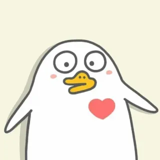 💨 5ef61257 Ente, Cartoon, Herz, Süß, Tier, Weiß, Fröhlich, Kawaii telegram sticker