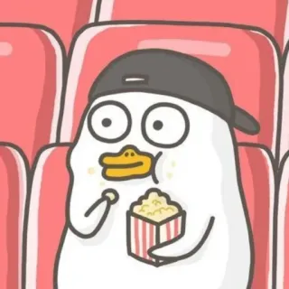 💨 ad1e14b8 Ente, Popcorn, Essen, Cartoon, Film, Kino, Snack telegram sticker