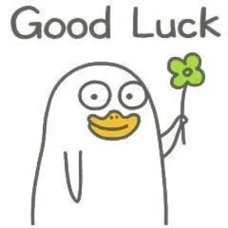 💨 ed7b6be1 Good Luck viel Glück, vierblättriges Kleeblatt, Cartoon, skurril, süß, Ente telegram sticker
