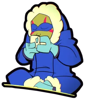 ☕️ 554b80bf Leonardo Teenage Mutant Ninja Turtles 莱昂纳多, TMNT, 忍者神龟, 卡通, 忍者, 乌龟, 饮用, 冬天 telegram sticker