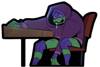 🤤 609c8a52 Donatello 卡通, 忍者神龟, 多纳泰罗, 疲惫, 筋疲力尽, 懒散 telegram sticker