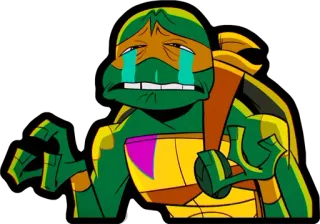 😭 de68f446 Michelangelo Teenage Mutant Ninja Turtles 忍者神龟, 米开朗基罗, 哭泣, 忍者龟 telegram sticker