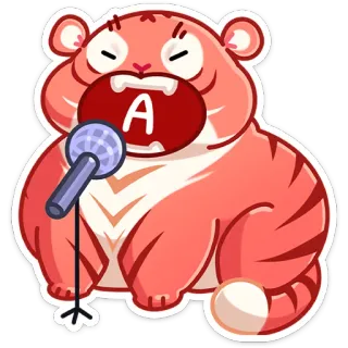 🎙 022886a0 A tiger, microphone, singing, cartoon, animal, sticker telegram sticker