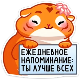 ☺️ 40de87b4 ЕЖЕДНЕВНОЕ НАПОМИНАНИЕ: ТЫ ЛУЧШЕ ВСЕХ kat, aanmoediging, positief, schattig, russisch, dier, sticker telegram sticker