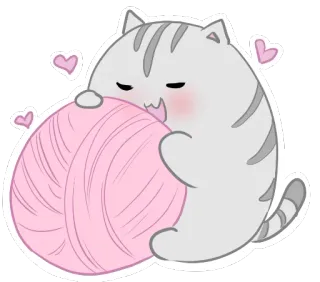 😘 7b914562 Katze, Garn, Herz, süß, Aufkleber, Tier, Kätzchen telegram sticker