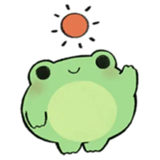 🐸 471984cb 개구리, 귀여운, 만화, 태양, 초록 whatsapp sticker