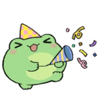 🐸 9f4fb884 개구리, 축하, 파티, 귀여운, 만화 whatsapp sticker