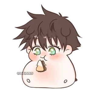 ⚫️ 3547d234 @HAWKS Kartun, Anime, Makan, Lucu, Kawaii, Chibi, Fanart whatsapp sticker