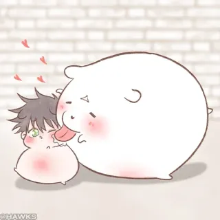 ⚫️ 41b8a161 @HAWKS kawaii, imut, anime, kartun, ilustrasi, seni digital whatsapp sticker