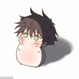 ⚪️ 512fa54e @HAWKS Chibi, Imut, Sedih, Menangis, Seni digital, Ilustrasi whatsapp sticker