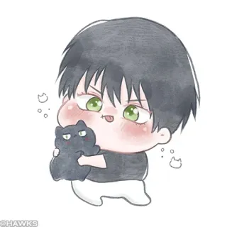⚪️ 746a0be5 @HAWKS Anime, Manga, Chibi, Lucu, Kucing, Kawaii whatsapp sticker