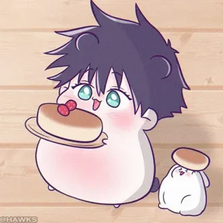 ⚪️ a22d4f37 kartun, kawaii, imut, anime, chibi, manga, hidangan penutup, panekuk whatsapp sticker