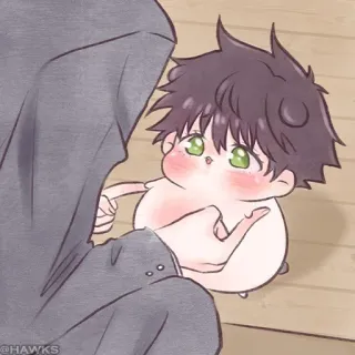 ⚫️ d86ae40b @HAWKS Chibi, Imut, Anime, Seni digital whatsapp sticker