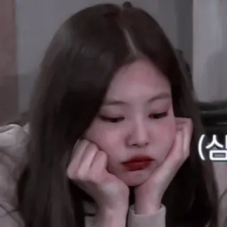 😕 5deaa463 (심) mulher, triste, coreana, garota, lábios vermelhos telegram sticker