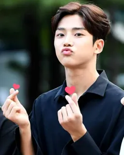 😘 3d536b33 homem, coração, amor, coração com os dedos, kpop, coreano, gesto whatsapp sticker