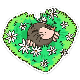 ❤️ 140fe875 ตัวตุ่น, สัตว์, น่ารัก, ดอกไม้, หญ้า, การ์ตูน telegram sticker