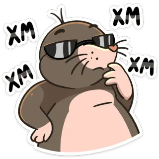 🤔 40ab3caf XM ตัวตุ่น, แว่นกันแดด, เท่, การ์ตูน, สัตว์, ตัวละคร telegram sticker