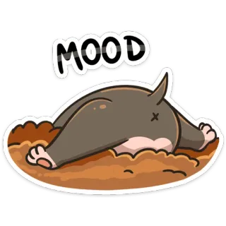 😔 577d9af4 MOOD อารมณ์, สัตว์, ตัวตุ่น, รู, ตลก, การ์ตูน telegram sticker