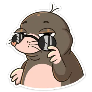 😉 eafe4e69 ตัวตุ่น, การ์ตูน, แว่นกันแดด, สัตว์, สัตว์เลี้ยงลูกด้วยนม, น่ารัก telegram sticker