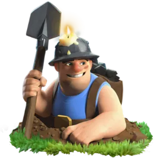 😃 25c6f058 Miner Clash Royale видеоигра, мобильная игра, лопата, шахтер, мультфильм, фэнтези telegram sticker