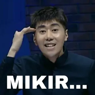 👻 0f0c04b4 MIKIR... pensando, ponderando, considerando, atencioso, inteligente, cérebro whatsapp sticker