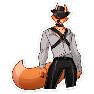 😏 99a5d1dd 拟人, 狐狸, 皮革, 恋物, 角色 telegram sticker