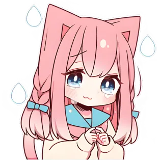 😊 cdd50301 gadis anime, imut, kawaii, chibi, rambut merah muda, telinga kucing whatsapp sticker