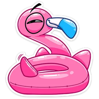 😊 43547694 フラミンゴ, プールフロート, 漫画, ピンク, 夏, リラックス telegram sticker