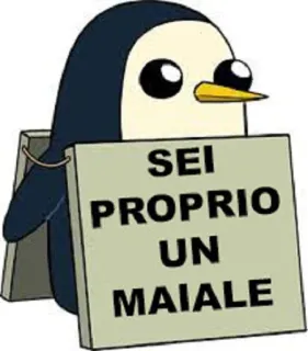 🐧 2c89eb49 SEI PROPRIO UN MAIALE insult, penguin, offensive, cartoon, animal telegram sticker