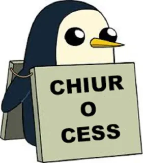 🐧 945a3ff8 Gunther Adventure Time CHIUR O CESS penguin, cartoon, Gunther, Adventure Time, offensive language, slang telegram sticker