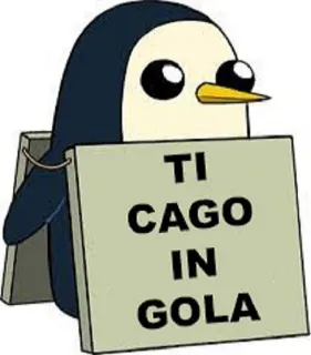 🐧 bfb81aee TI CAGO IN GOLA penguin, offensive, italian, cartoon telegram sticker