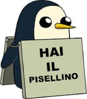 🐧 e82d10c2 HAI IL PISELLINO penguin, italian, offensive, cartoon, funny telegram sticker