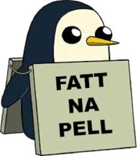 🐧 ec2f12fd Gunter Adventure Time FATT NA PELL cartoon, penguin, swear word, funny, swedish, adventure time telegram sticker